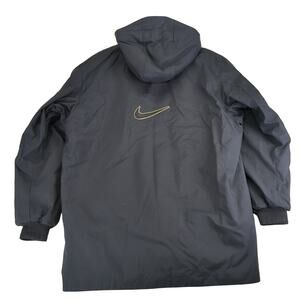 Vintage 90s Nike Jacket Hooded Parka Full‎ Zip Women's Size XL Black